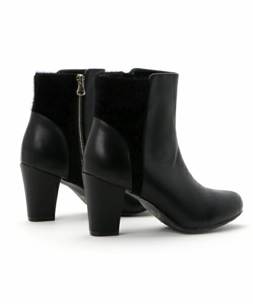 INTERPLANET WINGS（インタープラネットウィング）の「ハラコライクコンビショートブーツ（ブーツ・レディース・ブラック/ブラウン・23.0cm/24.0cm）」の5枚目の写真