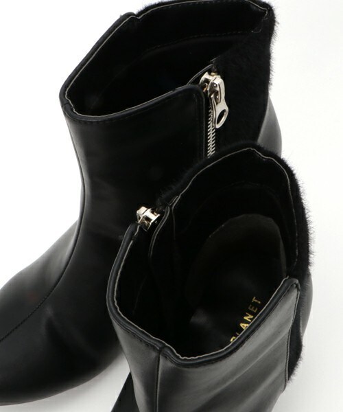 INTERPLANET WINGS（インタープラネットウィング）の「ハラコライクコンビショートブーツ（ブーツ・レディース・ブラック/ブラウン・23.0cm/24.0cm）」の9枚目の写真