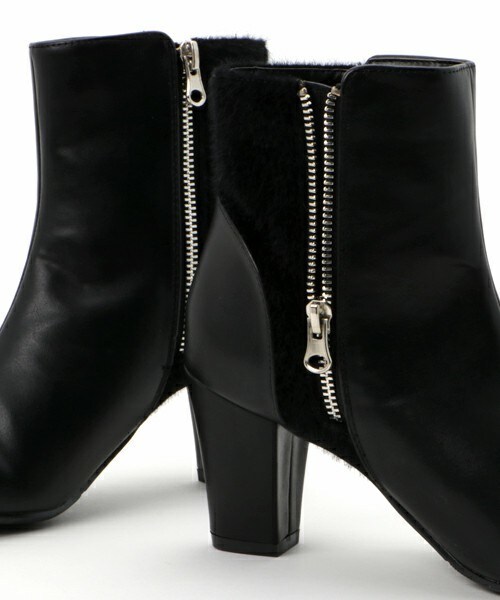 INTERPLANET WINGS（インタープラネットウィング）の「ハラコライクコンビショートブーツ（ブーツ・レディース・ブラック/ブラウン・23.0cm/24.0cm）」の8枚目の写真