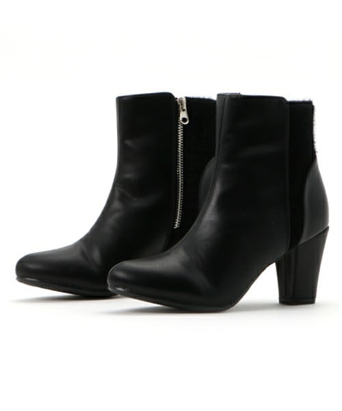 INTERPLANET WINGS（インタープラネットウィング）の「ハラコライクコンビショートブーツ（ブーツ・レディース・ブラック/ブラウン・23.0cm/24.0cm）」の2枚目の写真