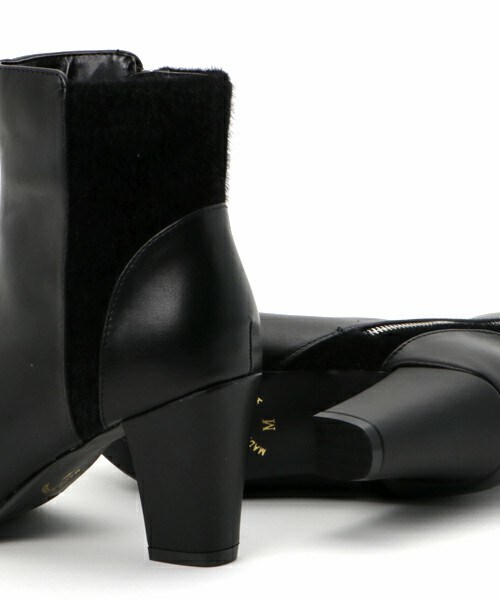 INTERPLANET WINGS（インタープラネットウィング）の「ハラコライクコンビショートブーツ（ブーツ・レディース・ブラック/ブラウン・23.0cm/24.0cm）」の10枚目の写真