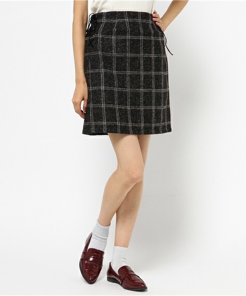 archives（アルシーヴ）の「サイドレースアップ台形スカート（スカート・レディース・オフホワイト/ブラック/ネイビー・MEDIUM）」の2枚目の写真