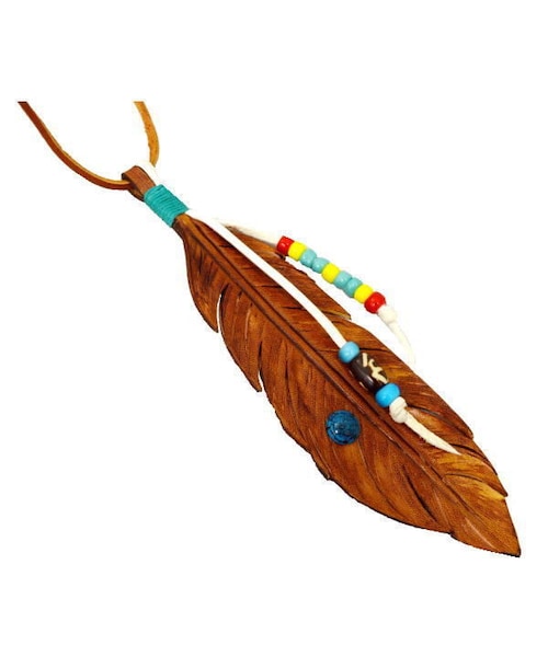 Handmade（ハンドメイド）の「レザーチョーカー フェザー カービング