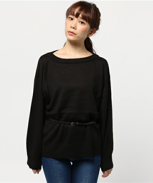 archives（アルシーヴ）の「ベルト付チュニック（ニット/セーター・レディース・オフホワイト/ブラック/グレー/キャメル・MEDIUM）」の3枚目の写真