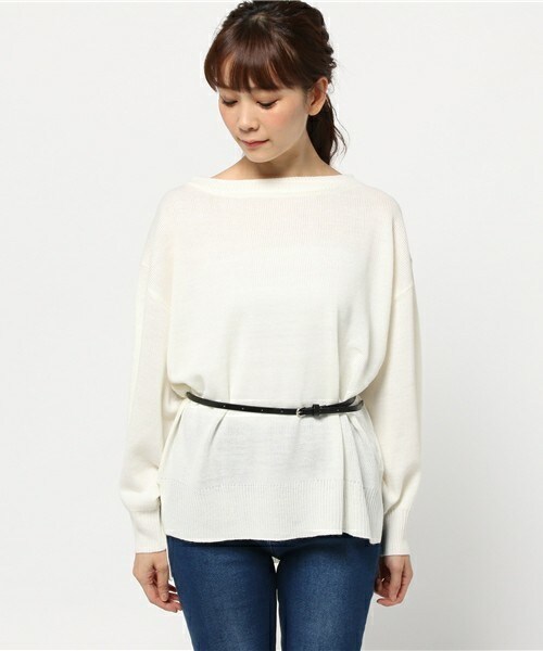 archives（アルシーヴ）の「ベルト付チュニック（ニット/セーター・レディース・オフホワイト/ブラック/グレー/キャメル・MEDIUM）」の5枚目の写真