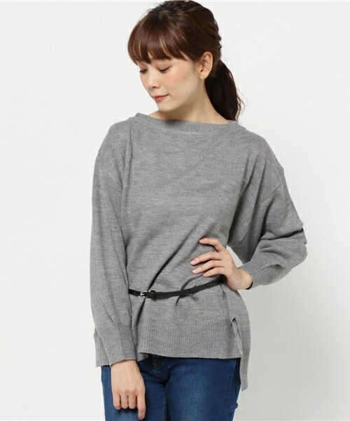 archives（アルシーヴ）の「ベルト付チュニック（ニット/セーター・レディース・オフホワイト/ブラック/グレー/キャメル・MEDIUM）」の4枚目の写真