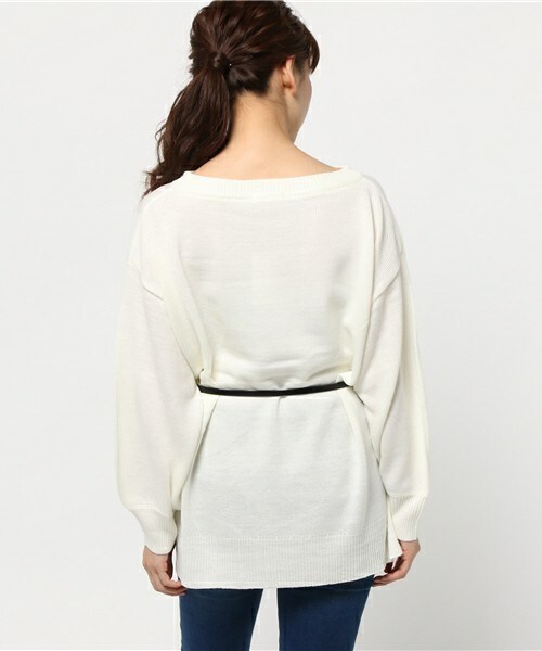 archives（アルシーヴ）の「ベルト付チュニック（ニット/セーター・レディース・オフホワイト/ブラック/グレー/キャメル・MEDIUM）」の7枚目の写真