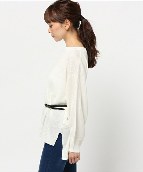 archives（アルシーヴ）の「ベルト付チュニック（ニット/セーター・レディース・オフホワイト/ブラック/グレー/キャメル・MEDIUM）」の6枚目の写真