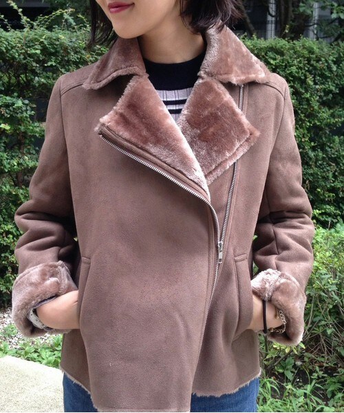 archives（アルシーヴ）の「【予約】フェイクムートンジャケット（ライダースジャケット・レディース・オフホワイト/ブラック/グレー・MEDIUM）」の7枚目の写真