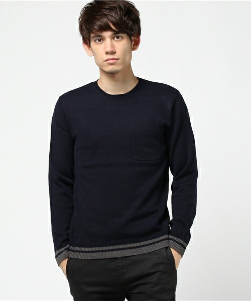 UNION STATION(ユニオンステーション)の「メンズノンノ【MEN'S NON-NO】11月号 P124 野村周平さん着用商品 Uネックポケットニット(ニット/セーター・メンズ・ホワイト/グリーン/ネイビー/キャメル/レッド・S/M/L/LL)」の1枚目の写真