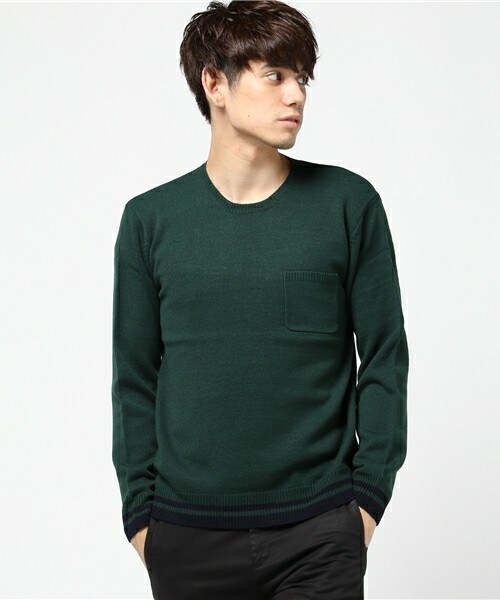 UNION STATION(ユニオンステーション)の「メンズノンノ【MEN'S NON-NO】11月号 P124 野村周平さん着用商品 Uネックポケットニット(ニット/セーター・メンズ・ホワイト/グリーン/ネイビー/キャメル/レッド・S/M/L/LL)」の3枚目の写真