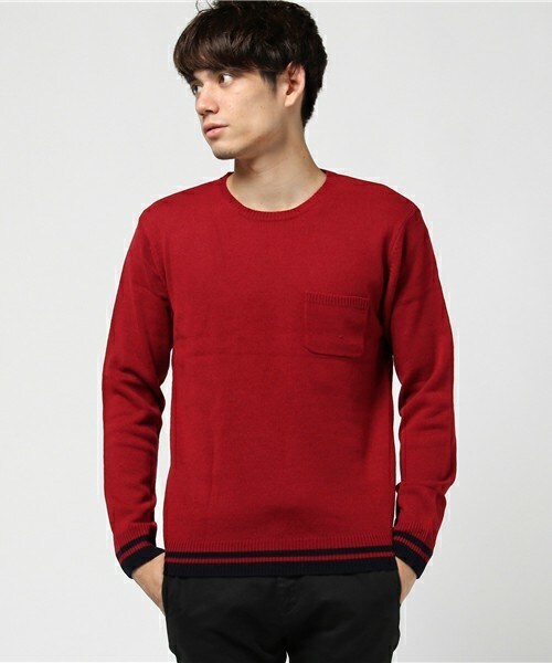 UNION STATION(ユニオンステーション)の「メンズノンノ【MEN'S NON-NO】11月号 P124 野村周平さん着用商品 Uネックポケットニット(ニット/セーター・メンズ・ホワイト/グリーン/ネイビー/キャメル/レッド・S/M/L/LL)」の5枚目の写真