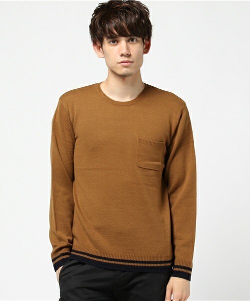 UNION STATION(ユニオンステーション)の「メンズノンノ【MEN'S NON-NO】11月号 P124 野村周平さん着用商品 Uネックポケットニット(ニット/セーター・メンズ・ホワイト/グリーン/ネイビー/キャメル/レッド・S/M/L/LL)」の4枚目の写真