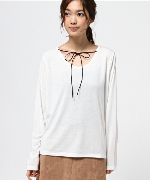 archives（アルシーヴ）の「チョーカー付プルオーバー（Tシャツ/カットソー・レディース・オフホワイト/ブラック/グレー・MEDIUM）」の4枚目の写真