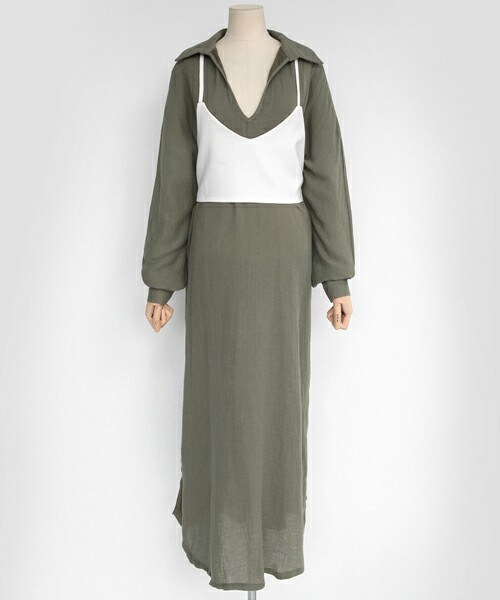 DHOLIC（ディーホリック）の「ビスチェレイヤードロングシャツ（アンサンブル・レディース・ベージュ/カーキ/ワイン・FREE）」の2枚目の写真