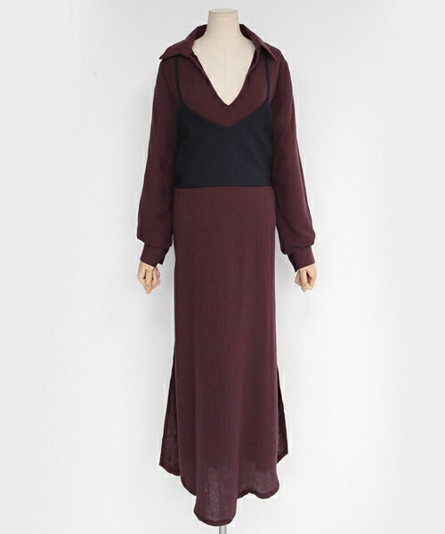 DHOLIC（ディーホリック）の「ビスチェレイヤードロングシャツ（アンサンブル・レディース・ベージュ/カーキ/ワイン・FREE）」の3枚目の写真