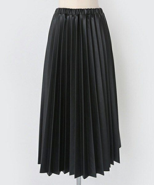 DHOLIC（ディーホリック）の「フェイクレザープリーツミディスカート（スカート・レディース・ブラウン/ブラック・FREE）」の2枚目の写真