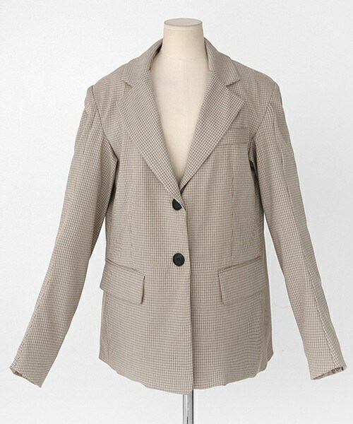 DHOLIC（ディーホリック）の「ハウンドトゥースチェックジャケット（テーラードジャケット・レディース・グレー/ベージュ・FREE）」の2枚目の写真
