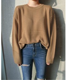 FLYMODEL | ベーシックラウンドネックドロップショルダーニット(P0000QME)(Tシャツ/カットソー)