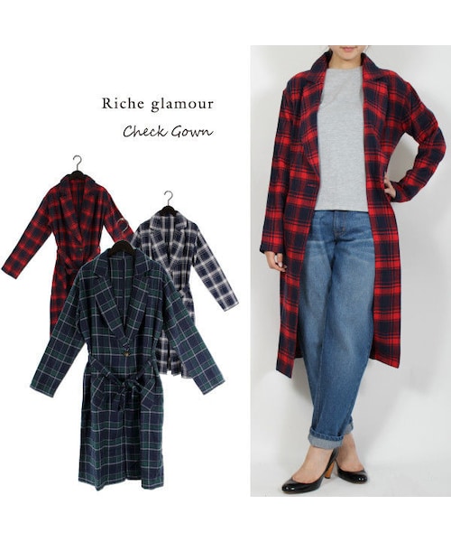 copine（コピン）の「☆再入荷☆大人気！！綿ネル先染めチェックガウン（その他アウター・レディース・その他）」の5枚目の写真