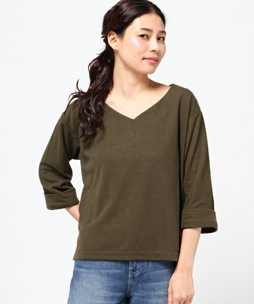 INTERPLANET WINGS（インタープラネットウィング）の「ミタノリブカットプルオーバー（Tシャツ/カットソー・レディース・オフホワイト/ブラック/カーキ・FREE）」の3枚目の写真