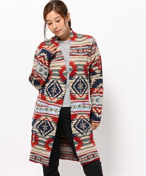 Auntie Rosa Holiday（アンティローザホリデー）の「【Holiday】オルテガロングニットカーディガン（カーディガン/ボレロ・レディース・ホワイト/ブラック/グレー/ベージュ/レッド・FREE）」の4枚目の写真