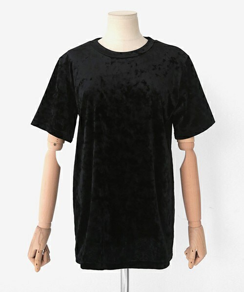 DHOLIC（ディーホリック）の「ラウンドネックベロアTシャツ（Tシャツ/カットソー・レディース・カーキブラウン/ネイビー/ブラック/ベージュ・FREE）」の2枚目の写真