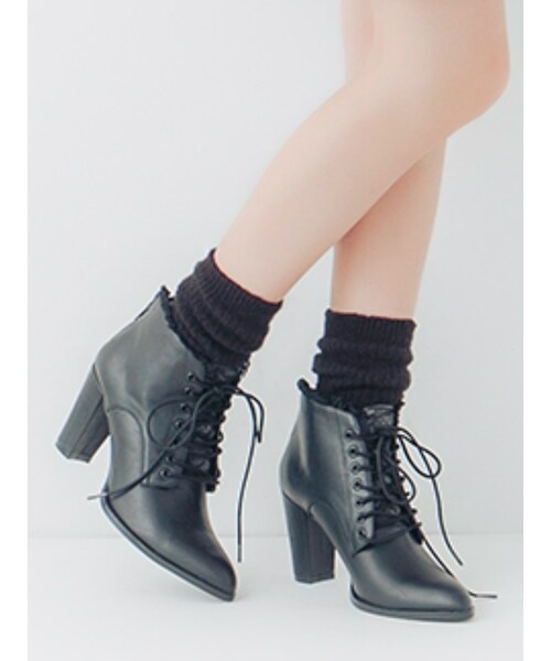 EATME（イートミー）の「レースアップショートブーツ（シューズ・レディース・ブラック/ピンク）」の3枚目の写真