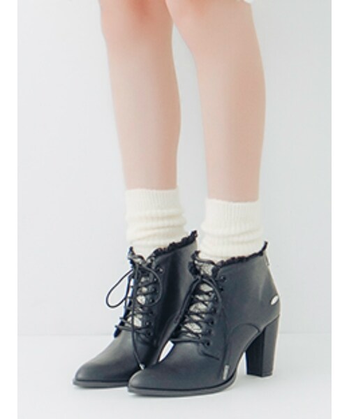 EATME（イートミー）の「レースアップショートブーツ（シューズ・レディース・ブラック/ピンク）」の5枚目の写真