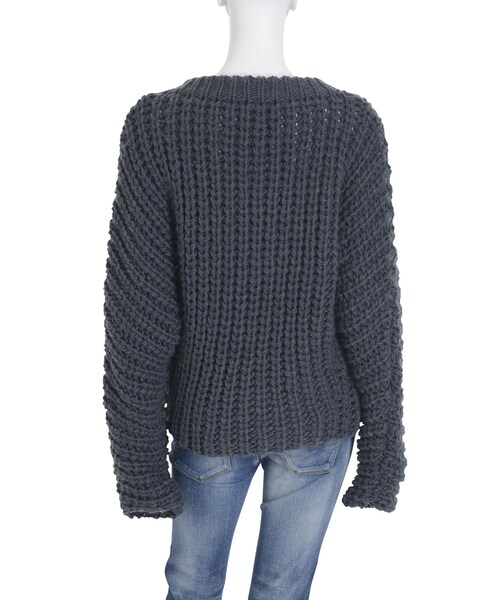 Ungrid（アングリッド）の「片畦ルーズハンドニット（トップス・レディース・オフホワイト/ボルドー/ネイビー・F）」の7枚目の写真