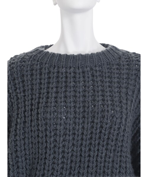 Ungrid（アングリッド）の「片畦ルーズハンドニット（トップス・レディース・オフホワイト/ボルドー/ネイビー・F）」の8枚目の写真