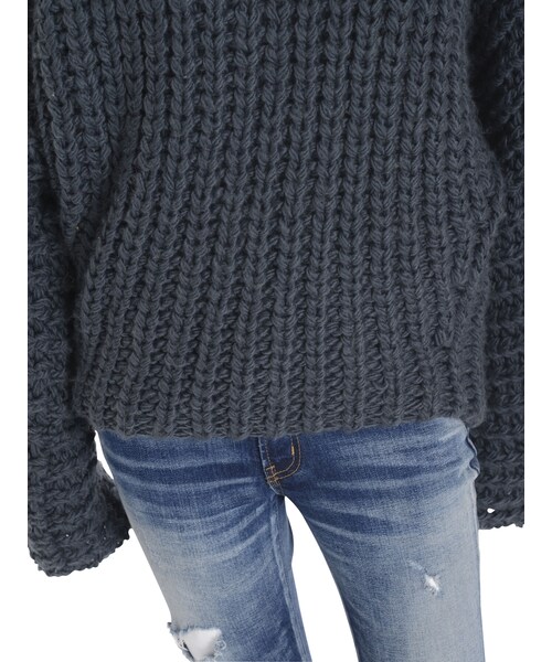 Ungrid（アングリッド）の「片畦ルーズハンドニット（トップス・レディース・オフホワイト/ボルドー/ネイビー・F）」の9枚目の写真