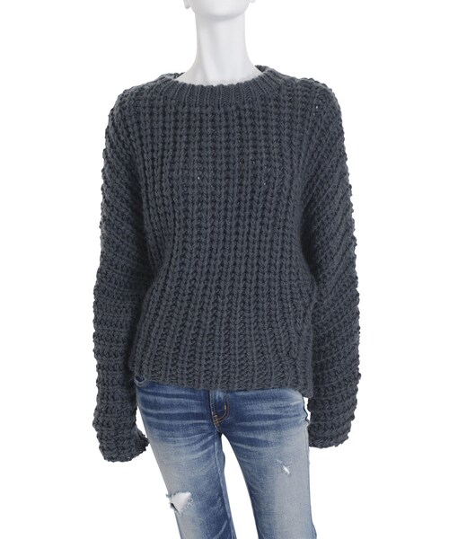 Ungrid（アングリッド）の「片畦ルーズハンドニット（トップス・レディース・オフホワイト/ボルドー/ネイビー・F）」の5枚目の写真