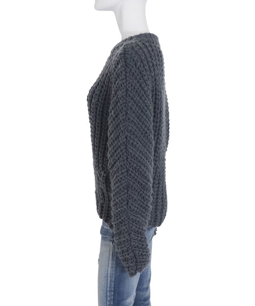 Ungrid（アングリッド）の「片畦ルーズハンドニット（トップス・レディース・オフホワイト/ボルドー/ネイビー・F）」の6枚目の写真