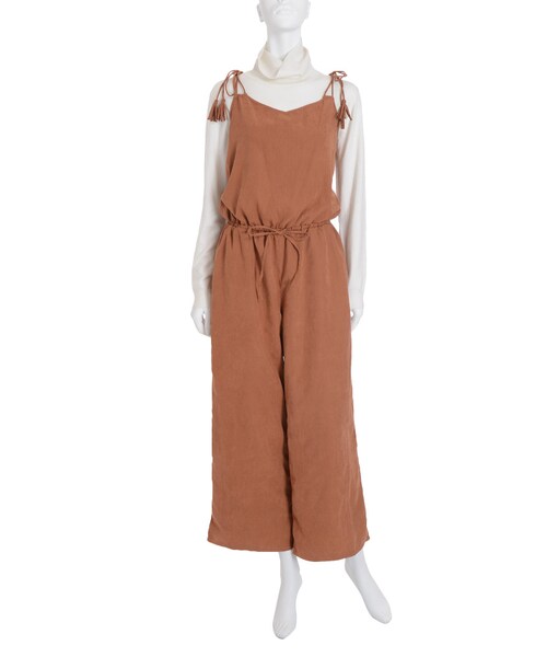 Ungrid（アングリッド）の「ワイドシルエットキャミサロペット（オールインワン・サロペット・レディース・ブラック/ブラウン・F）」の4枚目の写真