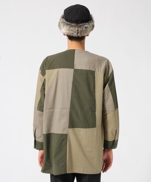 HARE（ハレ）の「パッチワークミリタリーシャツ（トップス・ブラック/カーキ・S/M）」の6枚目の写真