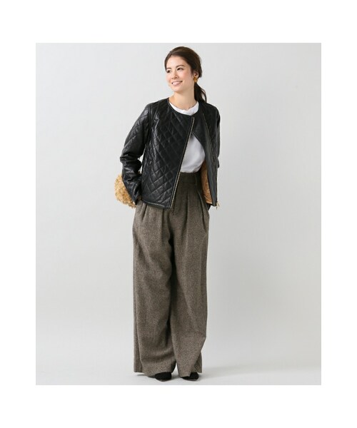 IENA(イエナ)の「シルクネップツィードタックワイドパンツ(パンツ・ブラウン・34/36/38/40)」の4枚目の写真