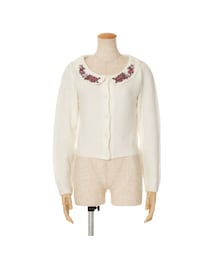 an another angelus | ローズ刺繍衿ニットカーディガン/an another angelus(カーディガン/ボレロ)