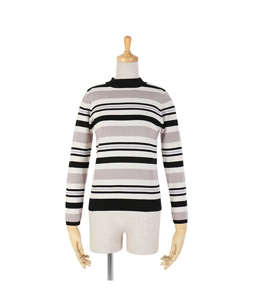 F i.n.t(フィント)の「マルチボーダーハイネックニットプルオーバー/F&A(ニット/セーター・レディース・その他)」の1枚目の写真