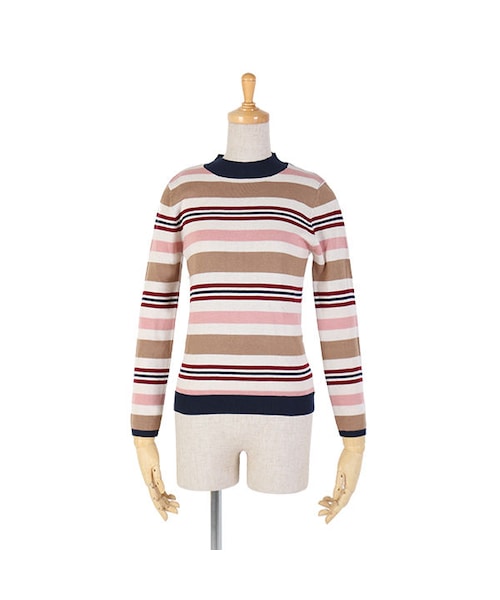 F i.n.t(フィント)の「マルチボーダーハイネックニットプルオーバー/F&A(ニット/セーター・レディース・その他)」の3枚目の写真