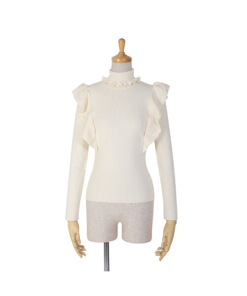 an another angelus（アンアナザーアンジェラス）の「ショルダーラッフルニットプルオーバー/an another angelus（ニット/セーター・レディース・その他）」の2枚目の写真