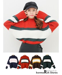 KORMARCH | ボーダーボトルネックニット(ニット/セーター)