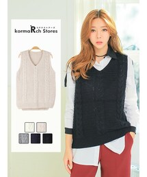 KORMARCH | ラウンドネックケーブルニットベスト(ニット/セーター)
