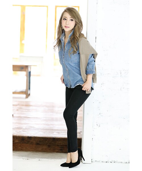 Rocotta by MOERY（ロコッタ）の「Rocotta(ロコッタ) by moery ヘビーオンスダンガリーシャツ（シャツ/ブラウス・レディース・インディゴ・FREE）」の5枚目の写真