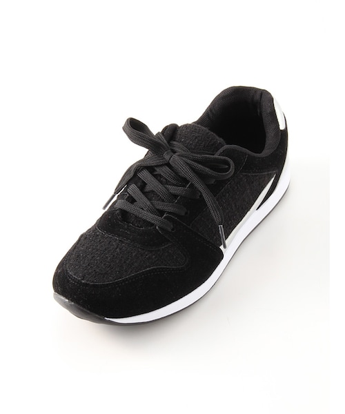 Honeys(ハニーズ)の「配色スニーカー(スニーカー・レディース・クロ/クロ×オフ/コン×ピンク/ヒョウ柄・M/L)」の1枚目の写真