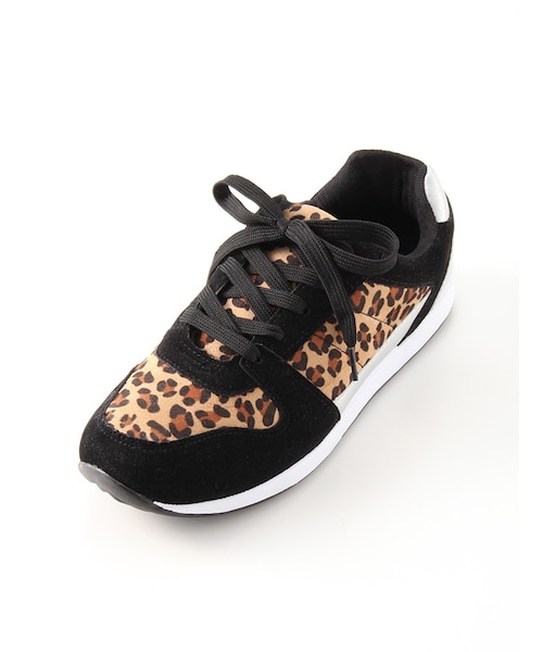 Honeys(ハニーズ)の「配色スニーカー(スニーカー・レディース・クロ/クロ×オフ/コン×ピンク/ヒョウ柄・M/L)」の3枚目の写真