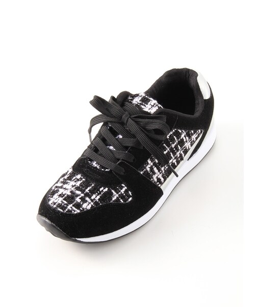 Honeys(ハニーズ)の「配色スニーカー(スニーカー・レディース・クロ/クロ×オフ/コン×ピンク/ヒョウ柄・M/L)」の2枚目の写真