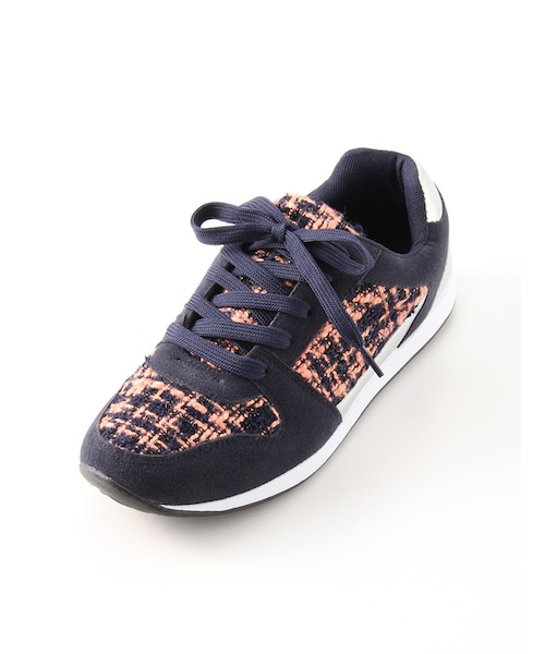 Honeys(ハニーズ)の「配色スニーカー(スニーカー・レディース・クロ/クロ×オフ/コン×ピンク/ヒョウ柄・M/L)」の4枚目の写真