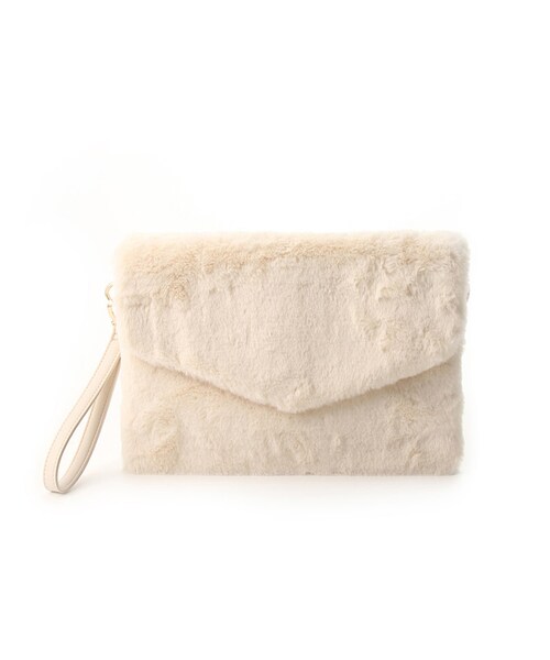 Honeys（ハニーズ）の「ＰＶＣ使いファークラッチ（バッグ・レディース・オフ/クロ/ピンク/グレー）」の2枚目の写真