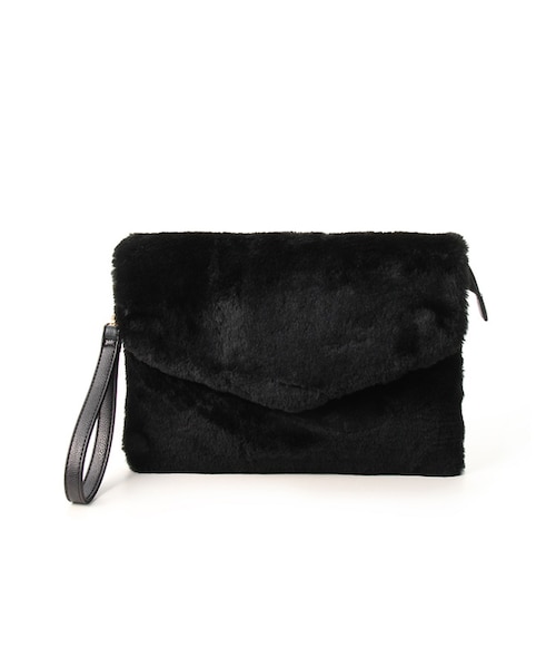 Honeys（ハニーズ）の「ＰＶＣ使いファークラッチ（バッグ・レディース・オフ/クロ/ピンク/グレー）」の3枚目の写真